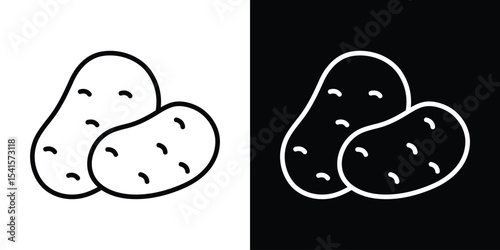 Potato icon design. simple stroke line vector icon set