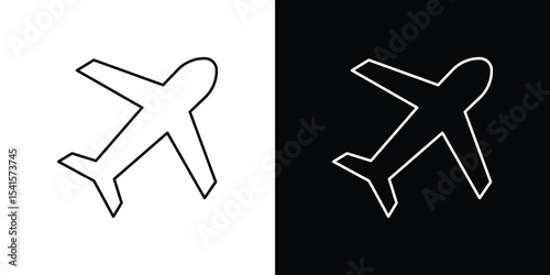Plane icon design. simple stroke line vector icon set