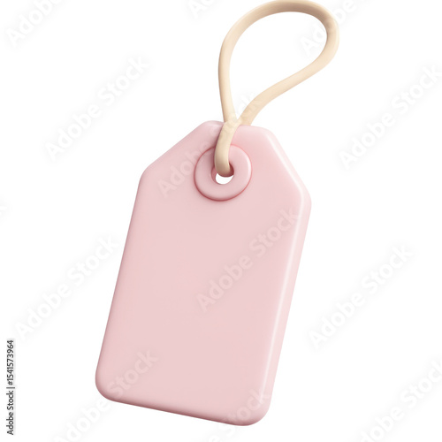 Pink price tag or label with loop for hanging