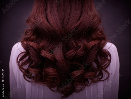 Wavy auburn hair, close-up