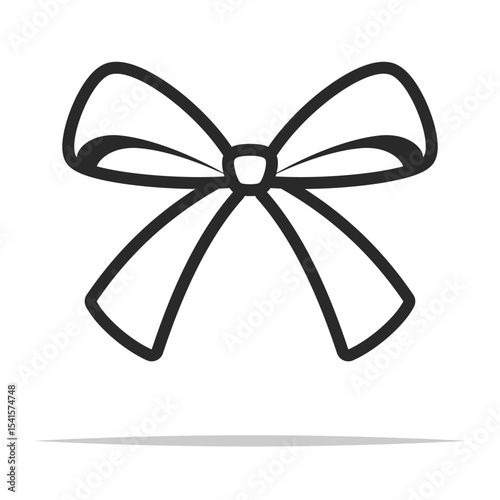 Single ribbon bow outline icon transparent vector isolated