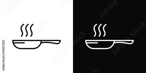 Pan frying icon design. simple stroke line vector icon set