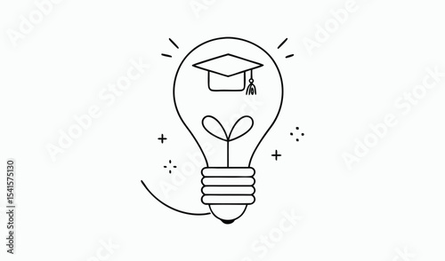 Graduation idea light bulb concept illustration