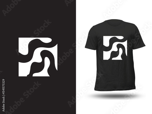 Square Art Tee – Stylish Black Shirt with Organic Wavy Design