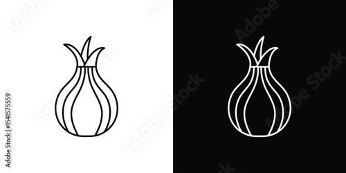 Onion icon design. simple stroke line vector icon set