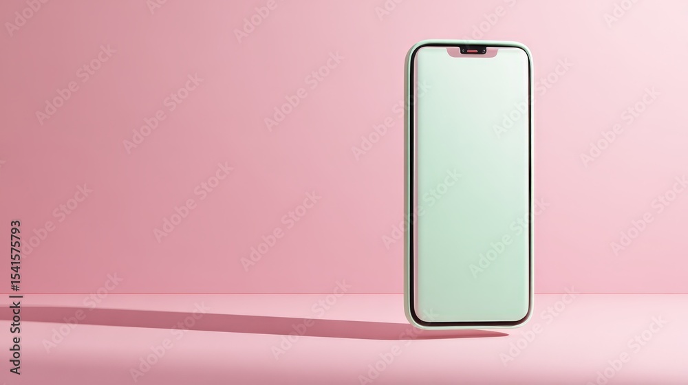 Pastel Green Smartphone Mockup on Pink Background Ideal for App Presentation or Technology Advertisement Pastel Green Smartphone Mockup on Pink Background Ideal for App Presentation or Technology Advertisement