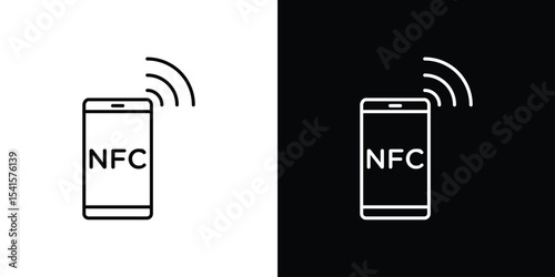 NFC communication icon design. simple stroke line vector icon set