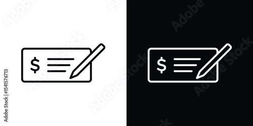 Money check icon design. simple stroke line vector icon set