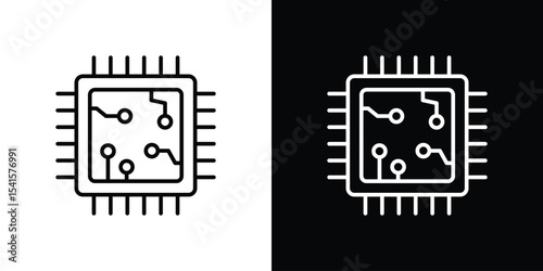 Microchip icon design. simple stroke line vector icon set