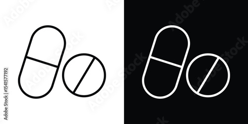 Medicine icon design. simple stroke line vector icon set