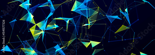 Color illustration. Abstract structure with connected dots and lines. Big data. 3D rendering.