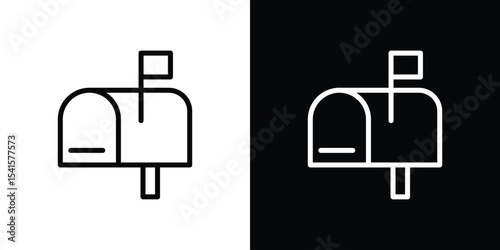 Mailbox icon design. simple stroke line vector icon set