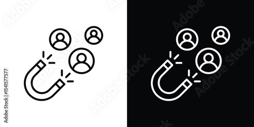 Magnet user icon design. simple stroke line vector icon set