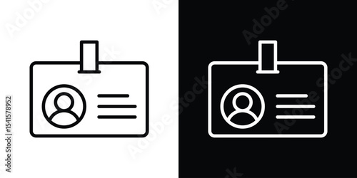 ID badge icon design. simple stroke line vector icon set
