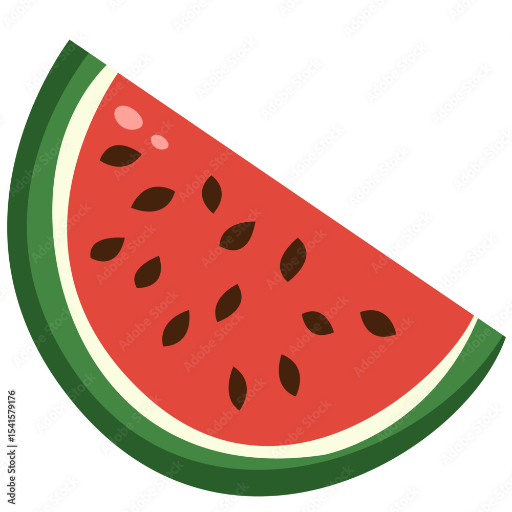 Juicy red watermelon slice illustration with seeds and green rind. Perfect for tropical, summer, fresh, and healthy food themed designs.
Juicy red watermelon slice illustration with seeds and green rind. Perfect for tropical, summer, fresh, and healthy food themed designs.