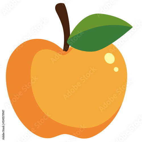 Fresh peach fruit illustration with smooth orange-yellow skin and green leaf. Perfect for organic, summer, dessert, and healthy food designs.

