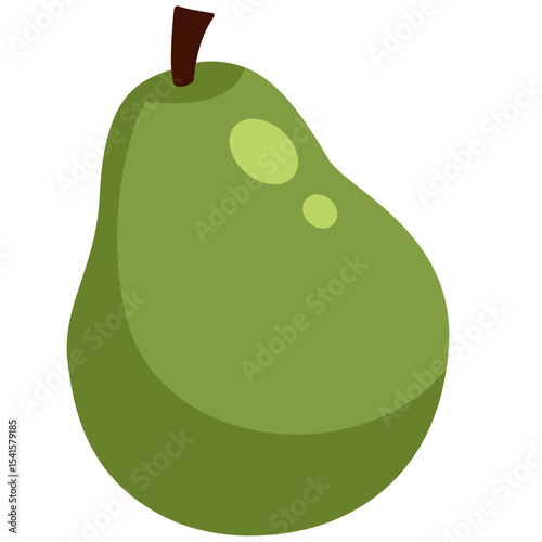 Simple green pear fruit illustration with soft shape and stem. Great for organic, fresh, healthy, and natural food design projects.

