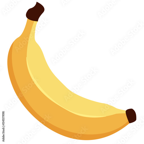 Simple yellow banana illustration with clean peel and brown tip. Great for tropical, healthy, dessert, and fresh fruit vector designs.

