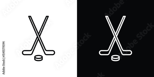 Hockey sticks icon design. simple stroke line vector icon set