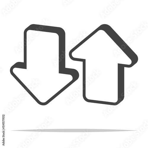 3D up and down arrow outline icon transparent vector isolated