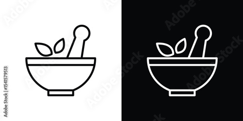 Herbal medicine icon design. simple stroke line vector icon set