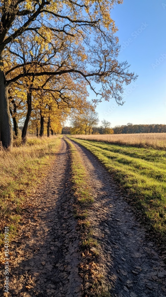 Naklejka premium Autumnal pathway through a field