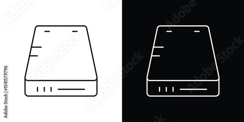 Hard Disk icon design. simple stroke line vector icon set