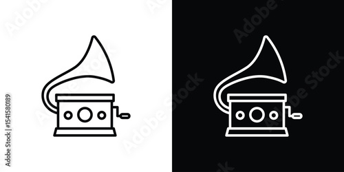 Gramophone icon design. simple stroke line vector icon set