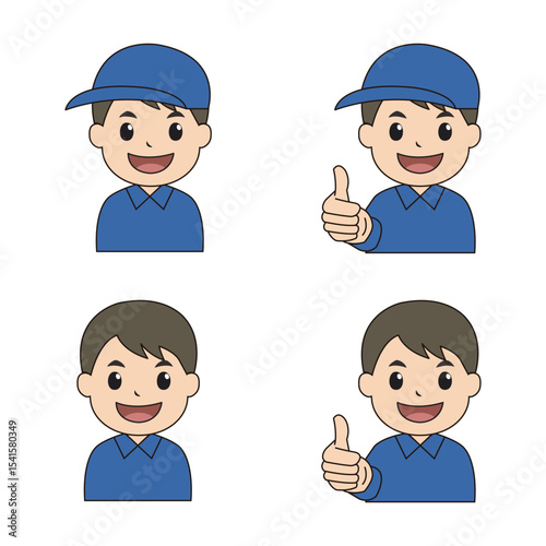 作業服を着た男性のシンプルなイラスト