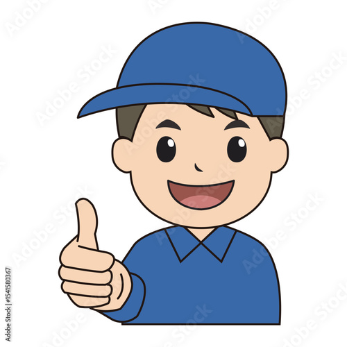 作業服を着た男性のシンプルなイラスト