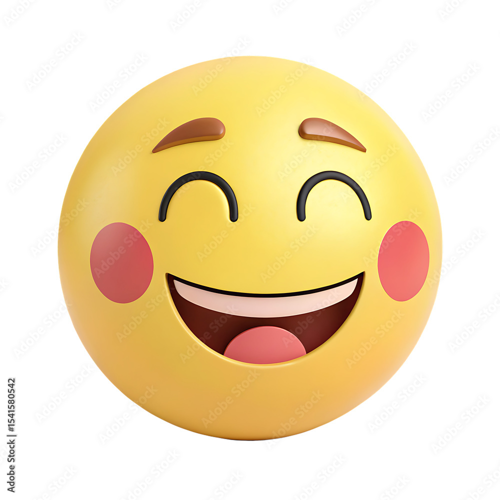 Fototapeta premium Happy Smiling Emoji with Blushed Cheeks isolated on transparent background
