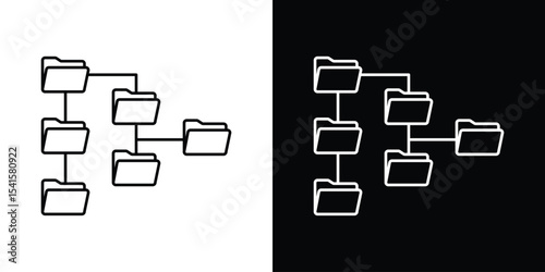 Folder tree icon design. simple stroke line vector icon set
