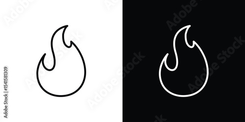 Flame icon design. simple stroke line vector icon set