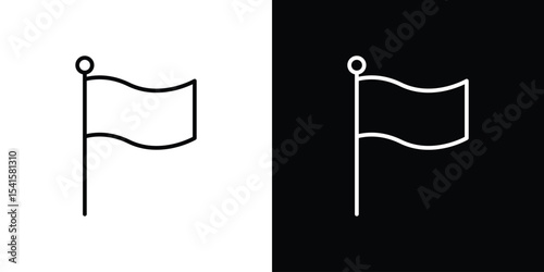 Flag icon design. simple stroke line vector icon set