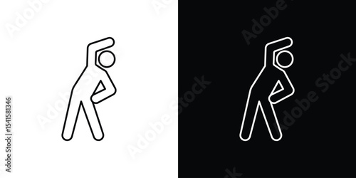 Fitness exercise icon design. simple stroke line vector icon set