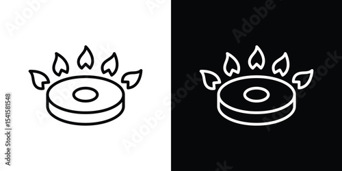 Fire burner icon design. simple stroke line vector icon set