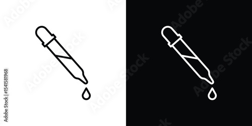 Eye dropper half icon design. simple stroke line vector icon set