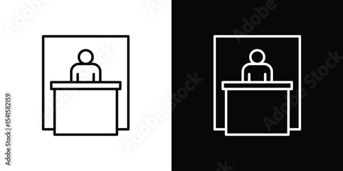 Exhibitor icon design. simple stroke line vector icon set