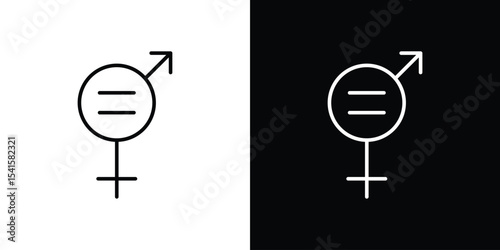 Equality icon design. simple stroke line vector icon set