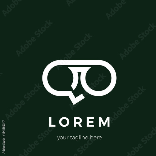 Alphabet letter logo icon monogram QO green background