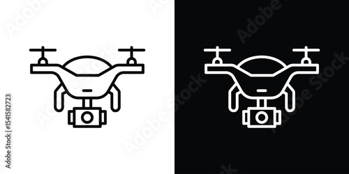 Drone icon design. simple stroke line vector icon set