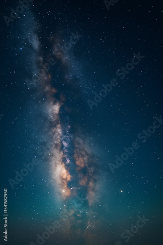 Stunning night sky with glowing Milky Way and stars over a deep blue gradient horizon, perfect for backgrounds, nature prints, and cosmic themes, high resolution and clarity, unique design Pro.