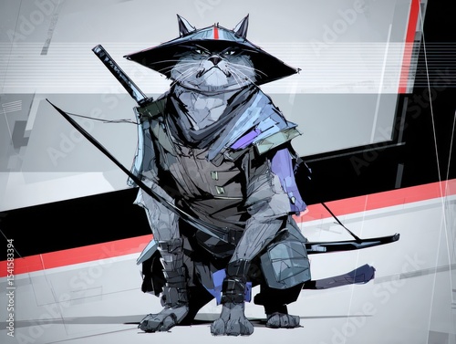 Feline warrior in futuristic armor