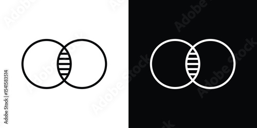 Diagram venn icon design. simple stroke line vector icon set