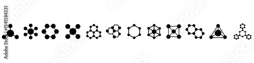 Moleculae structure icon vector set. Atom structure illustration sign collection. molecule symbol. atom web icons. Physics logo design.