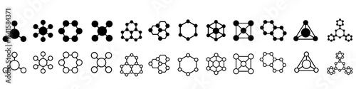 Moleculae structure icon vector set. Atom structure illustration sign collection. molecule symbol. atom web icons. Physics logo design.