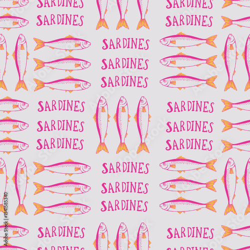 sardines seamless pattern for background, fabric, cover, wallpaper, etc.