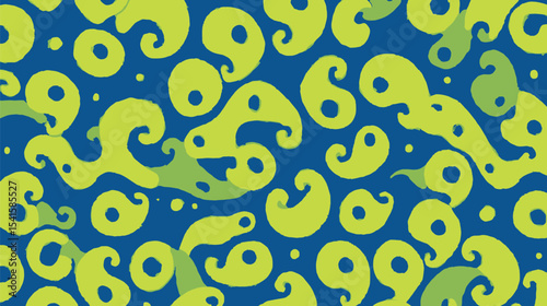 Abstract shapes pattern repeats across dark backdrop creates vibrant design texture background