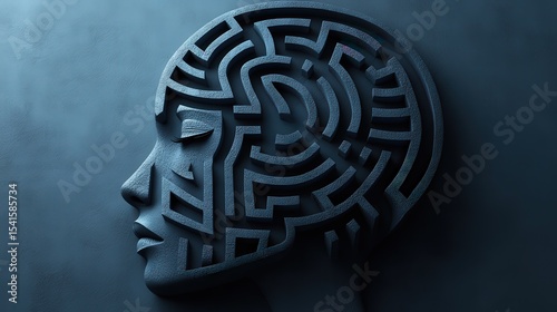 Mind Maze: Conceptual 3D Render of Human Head with Labyrinth