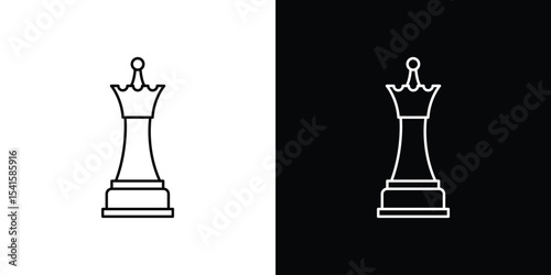 Chess queen icon design. simple stroke line vector icon set